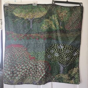 Ech Silk Square Scarf 30" Colorful Nature Print Scarf Medow Field Artsy Art